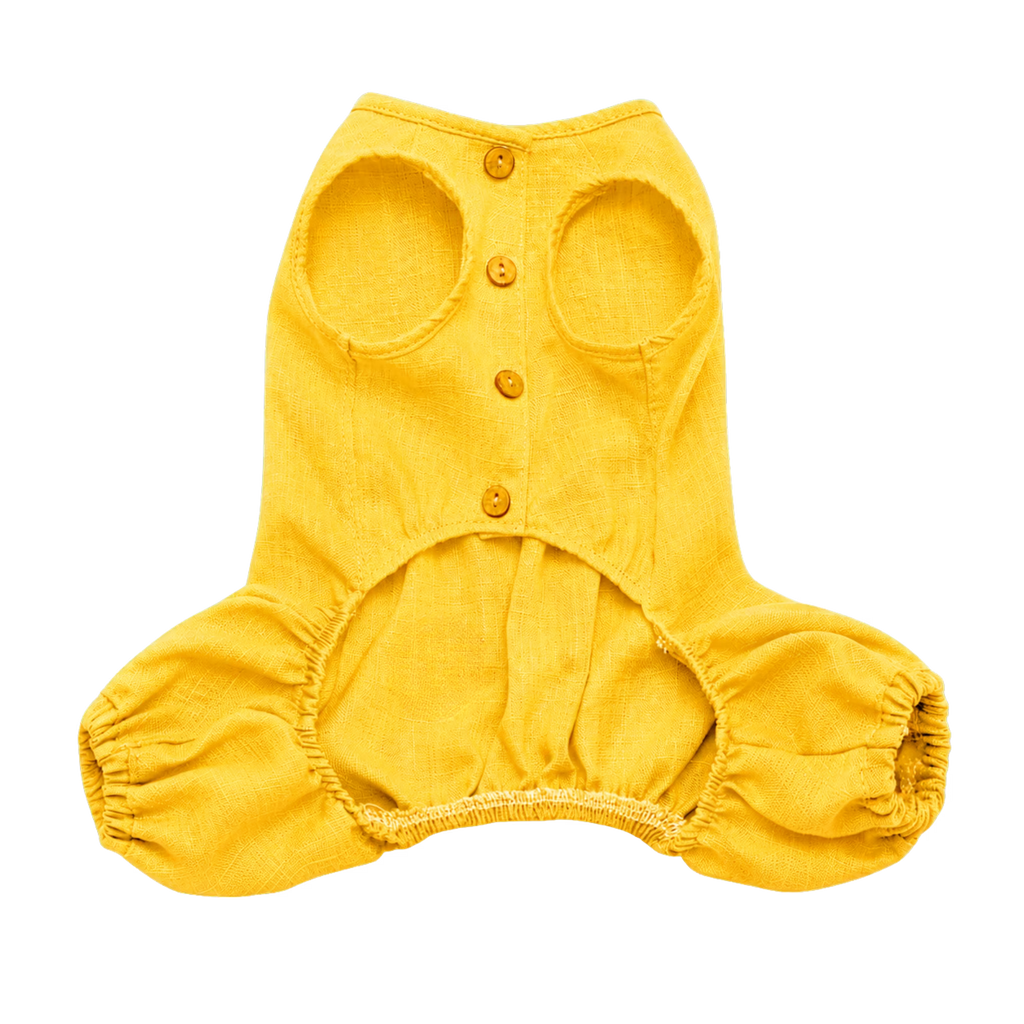 Linen Dog Jumpsuit & Sun Hat Set - Lightweight Summer Dog Outfit