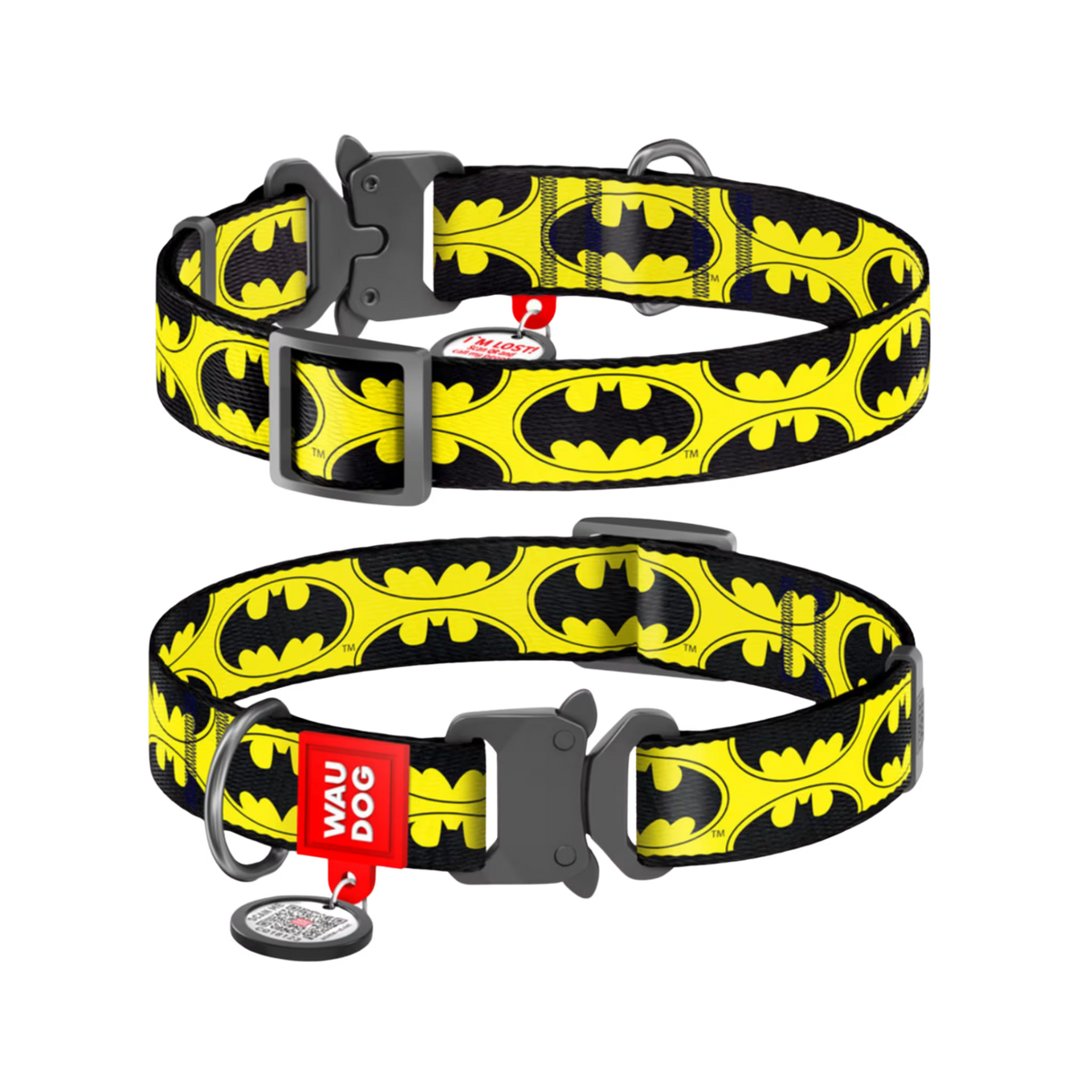 Batman Nylon Dog Collar with Smart QR Tag