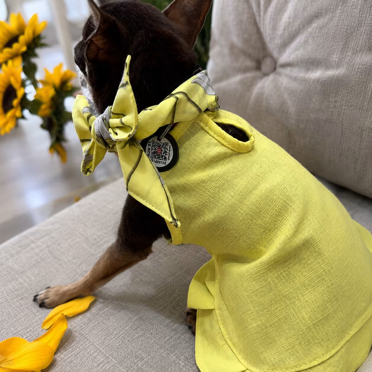 Sophie Linen Dog Dress – Breathable Summer Dress for Small Dogs
