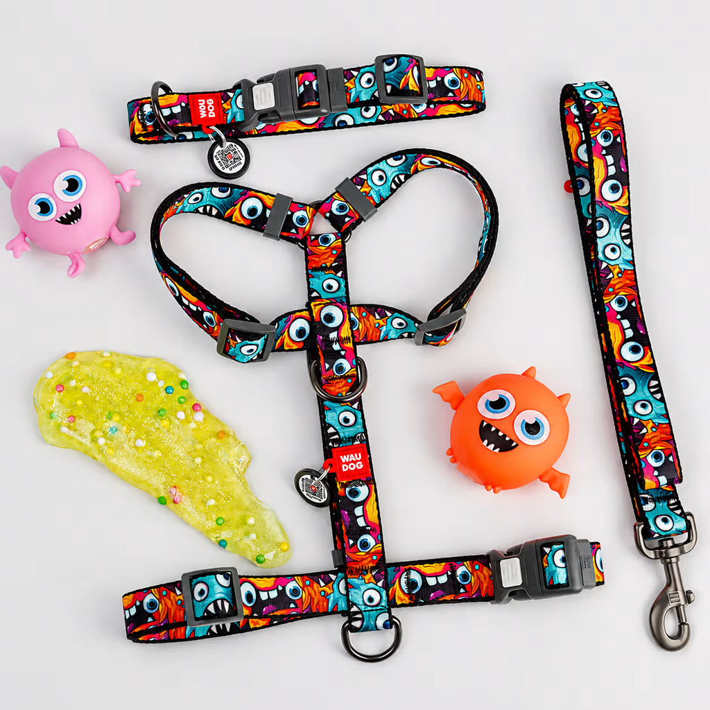 H-Harness Dog Harness with QR ID Tag – Monsters & Oranges Collection