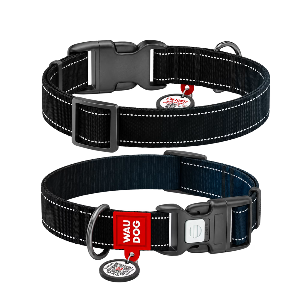 Mono Reflective Dog Collar with QR ID Tag