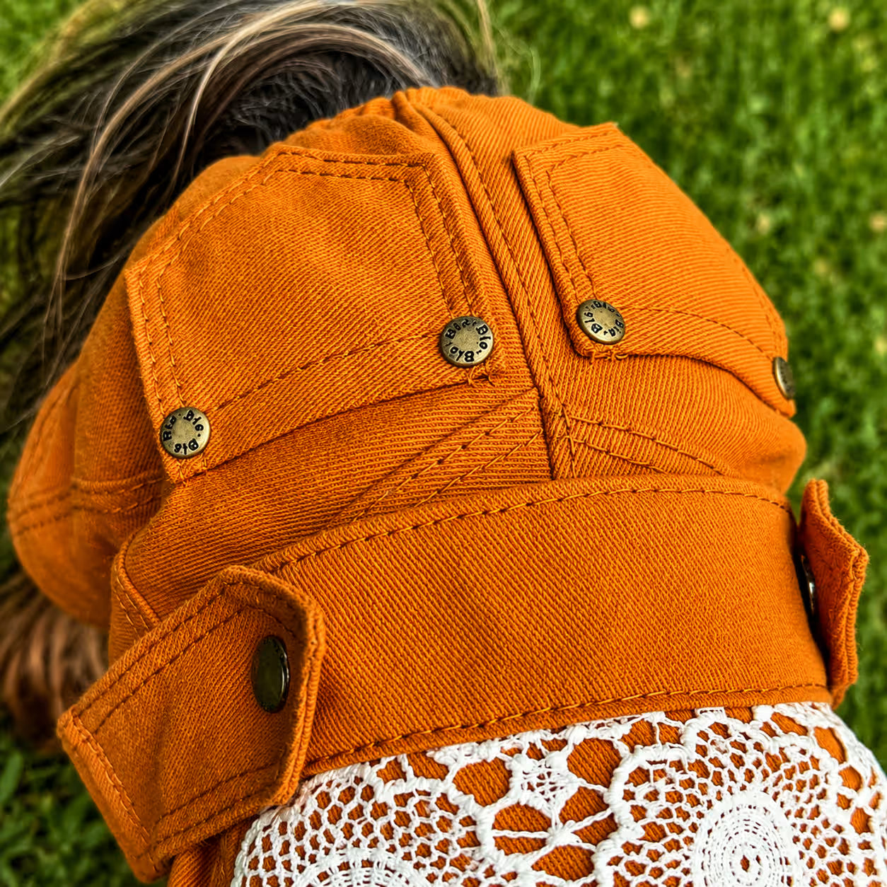 Designer Denim Dog Jacket & Pants Set with Lace