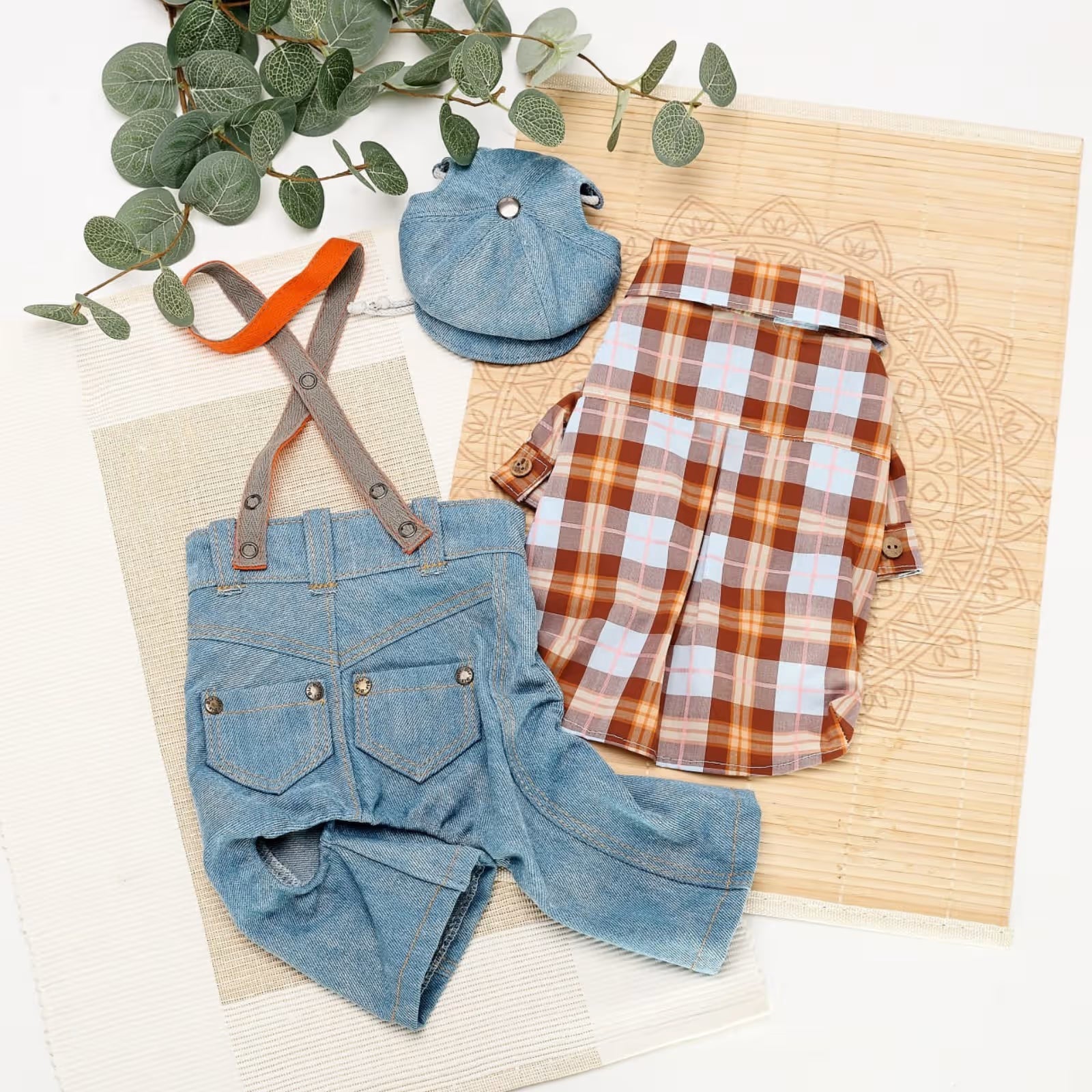 Jeans and Cap Denim Set for Small Dogs