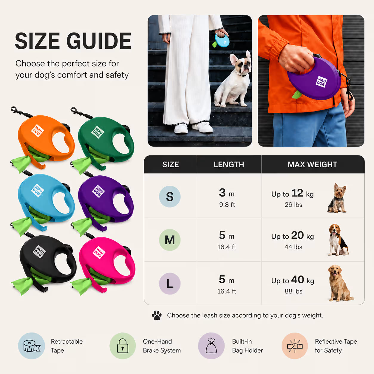 R-Leash Retractable Dog Leash – Reflective, Tangle-Free & Easy One-Hand Control