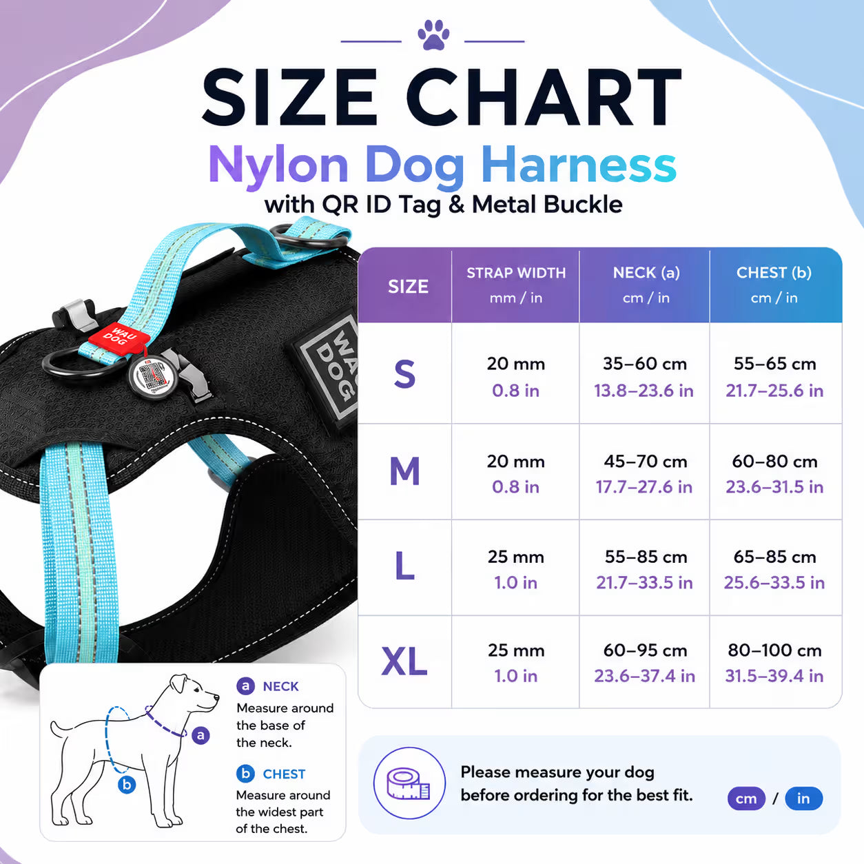 Safe Ergonomic Dog Harness with QR ID Tag