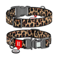 Nylon Dog Collar with Smart QR ID Tag - Leopard Collection