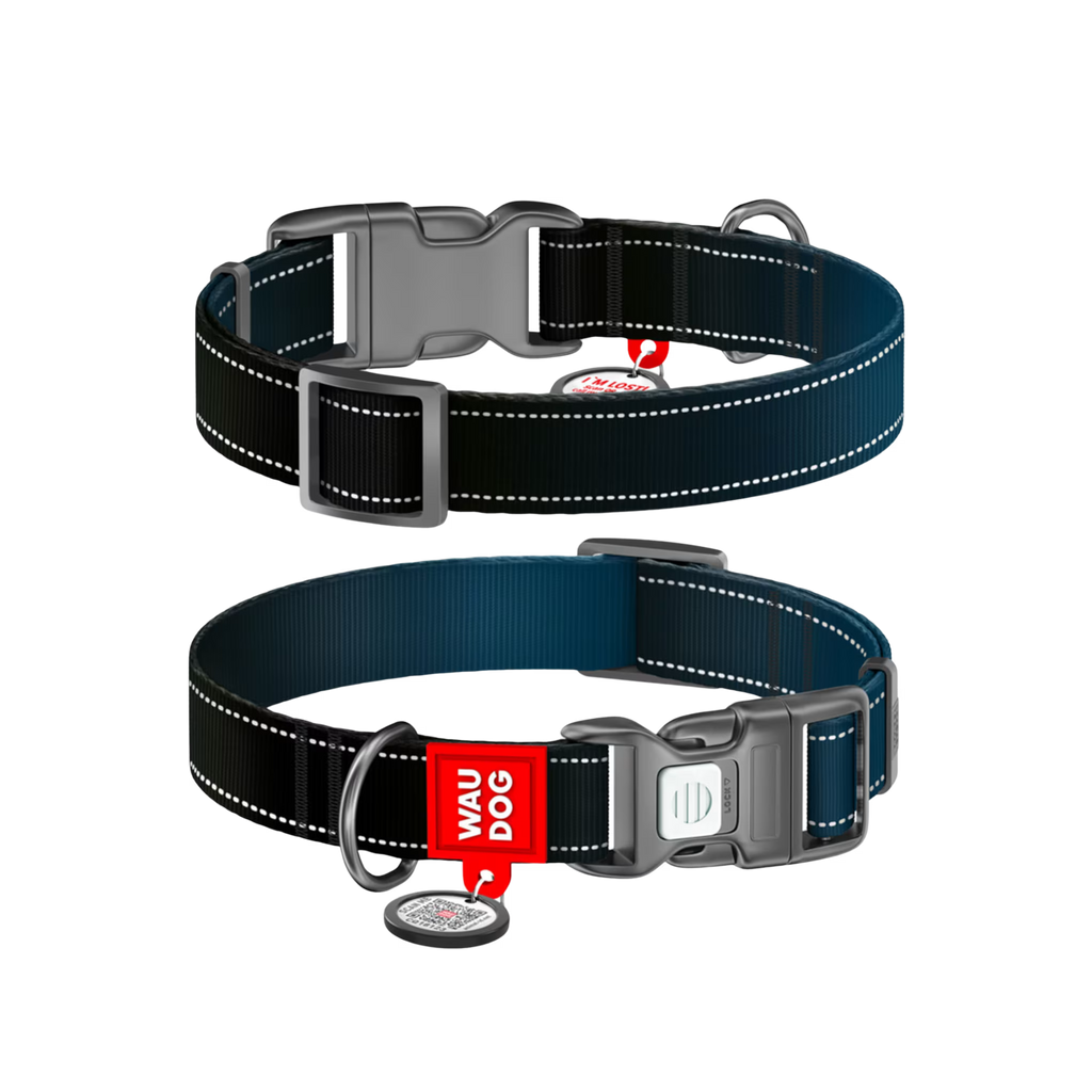 Mono Reflective Dog Collar with QR ID Tag
