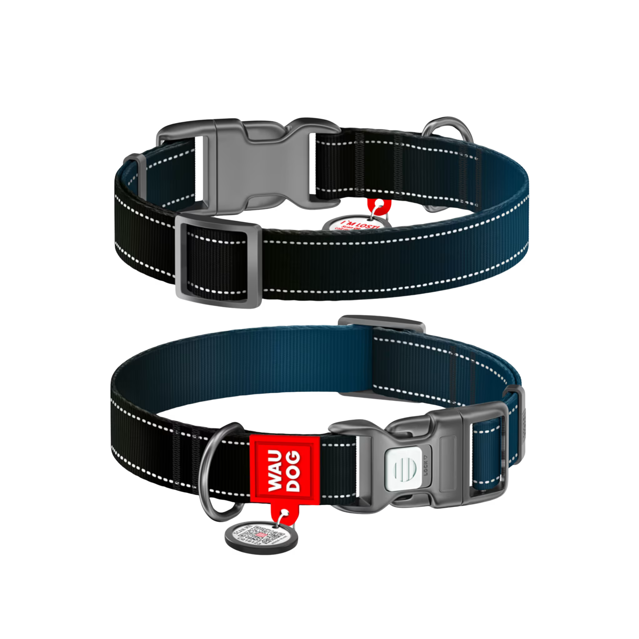 Mono Reflective Dog Collar with QR ID Tag