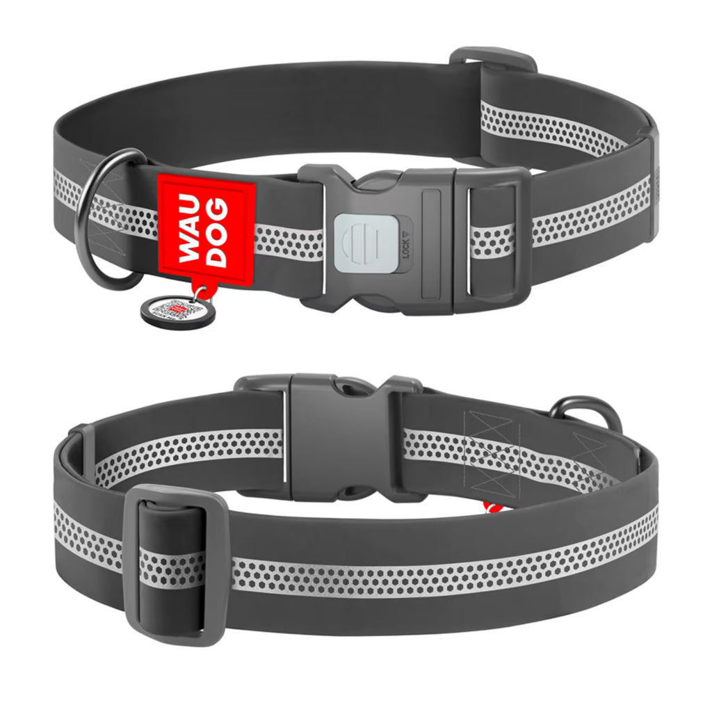 Waterproof Reflective Dog Collar & Leash Set with QR ID Tag