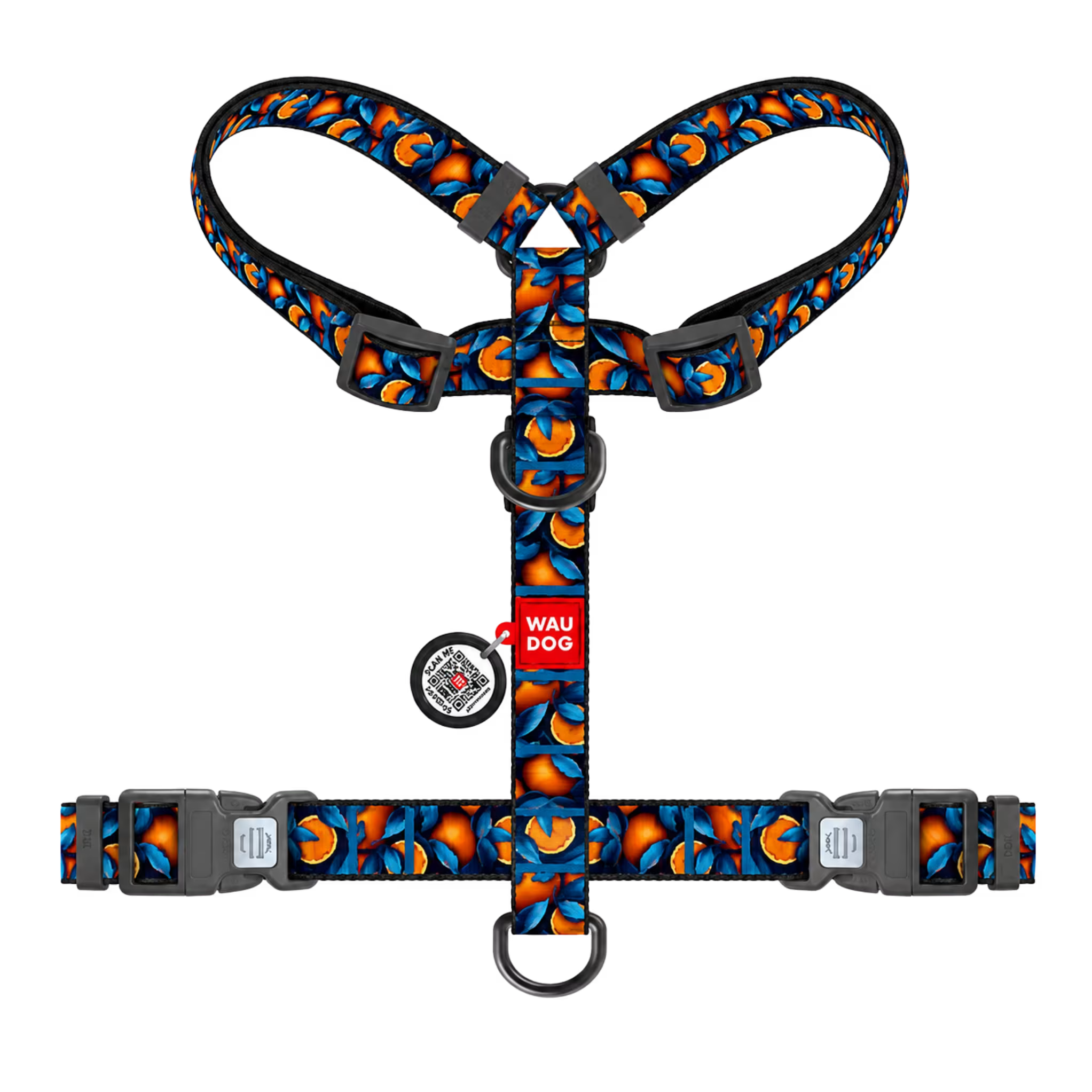 H-Harness Dog Harness with QR ID Tag – Monsters & Oranges Collection