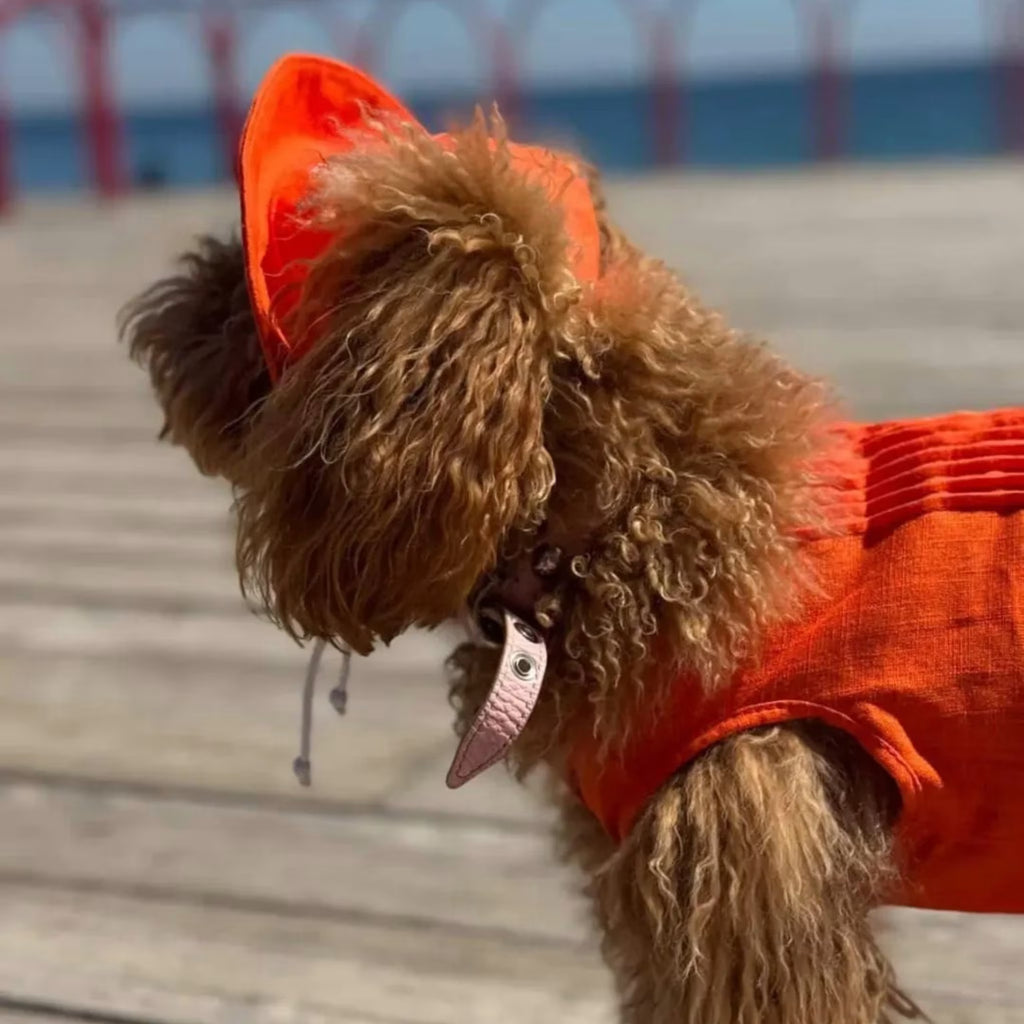 Linen Dog Jumpsuit & Sun Hat Set - Lightweight Summer Dog Outfit