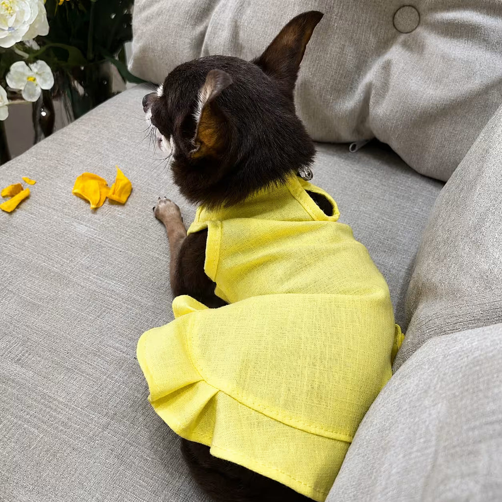 Sophie Linen Dog Dress – Breathable Summer Dress for Small Dogs