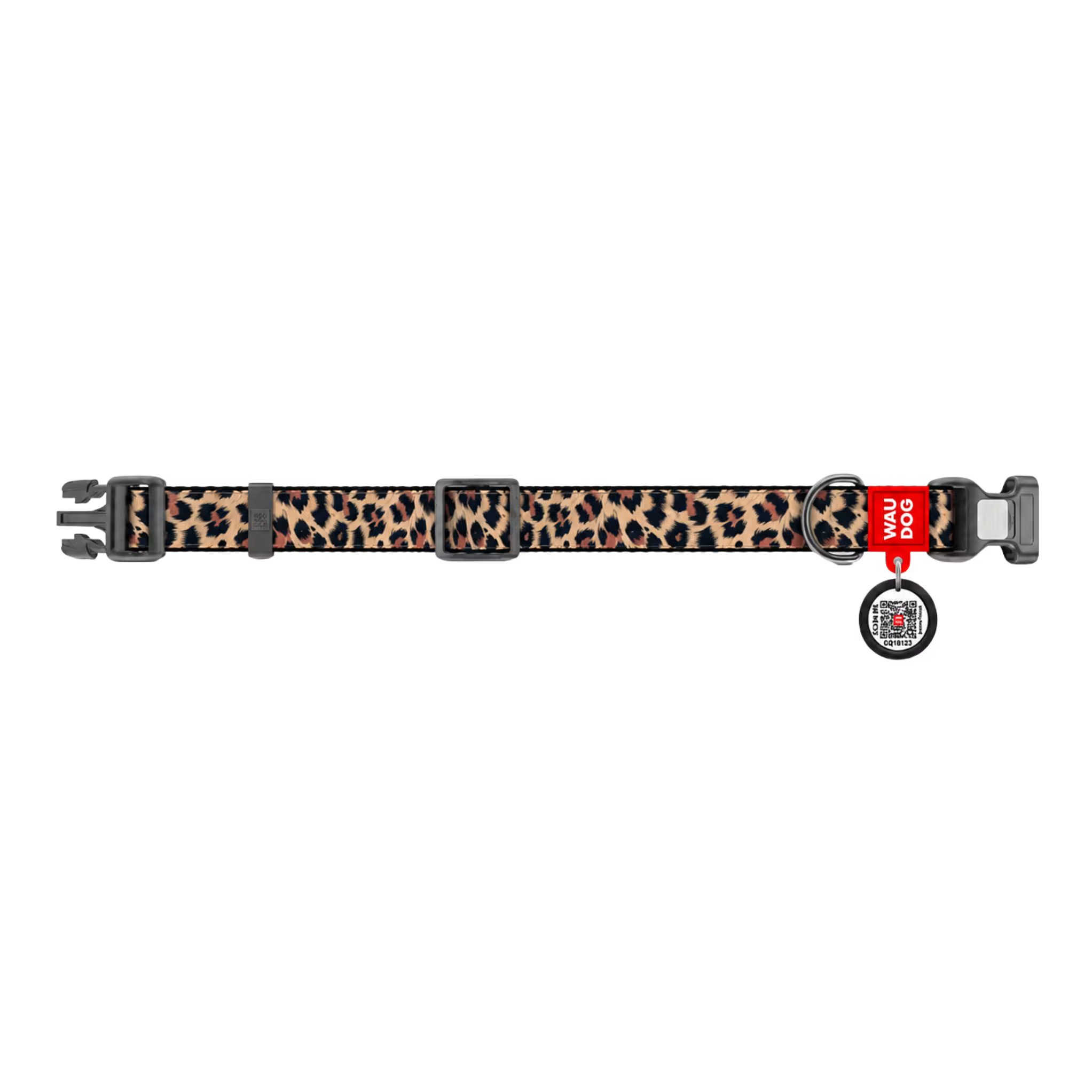 Nylon Dog Collar with Smart QR ID Tag - Leopard Collection