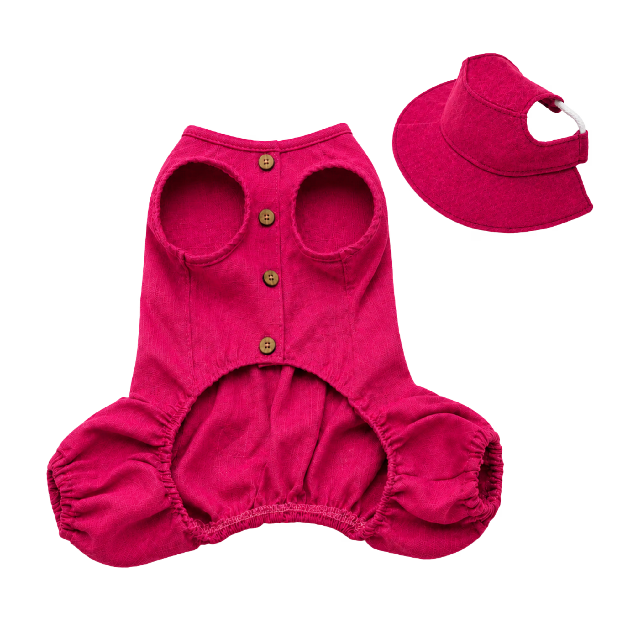 Linen Dog Jumpsuit & Sun Hat Set - Lightweight Summer Dog Outfit