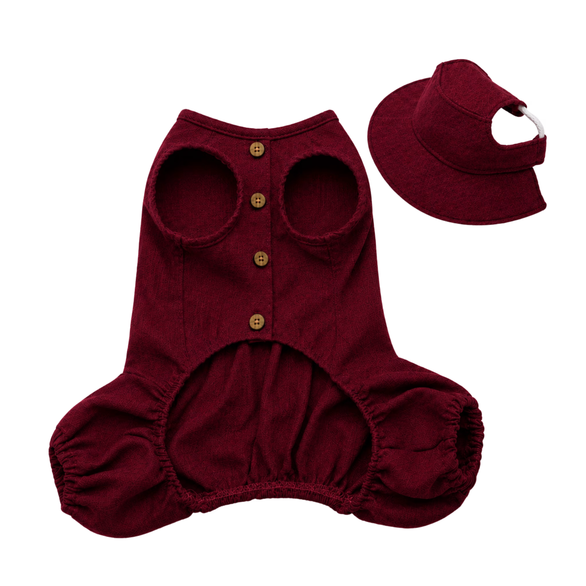 Linen Dog Jumpsuit & Sun Hat Set - Lightweight Summer Dog Outfit