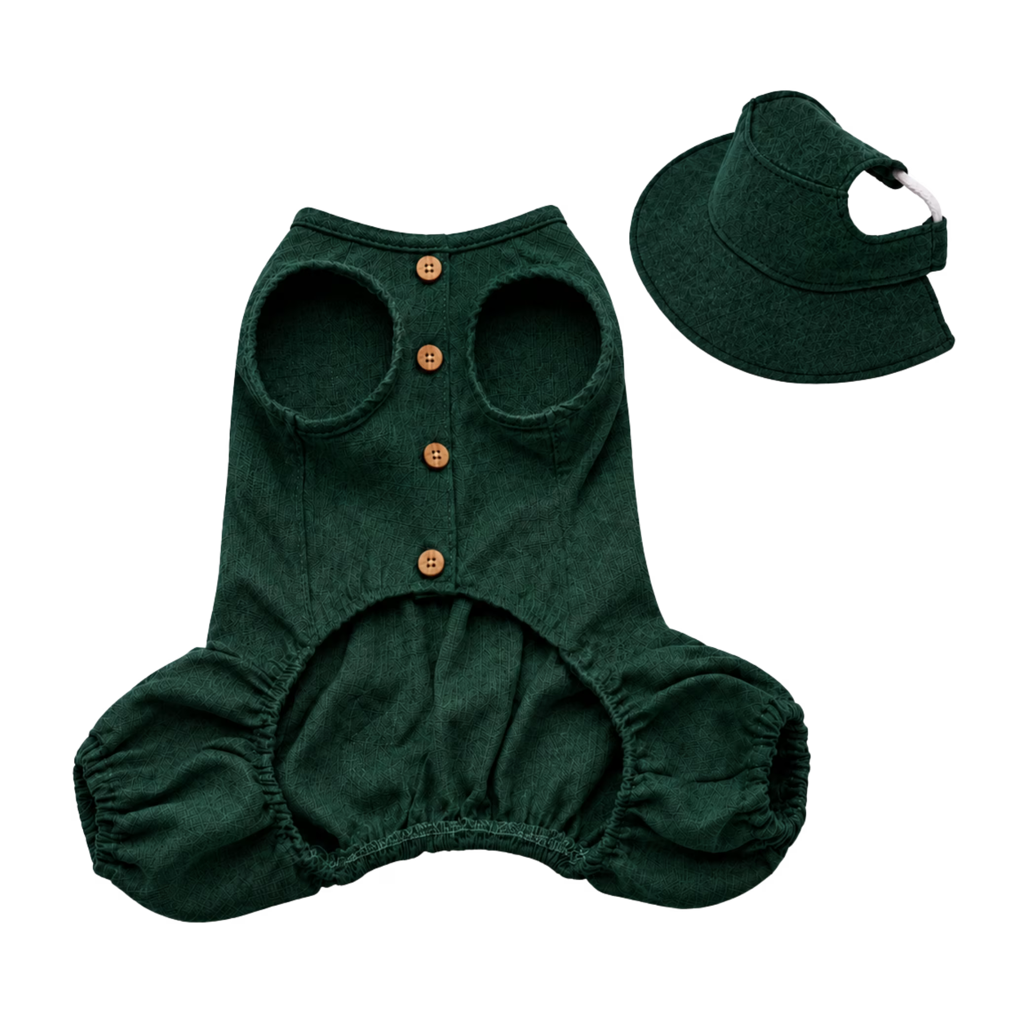 Linen Dog Jumpsuit & Sun Hat Set - Lightweight Summer Dog Outfit