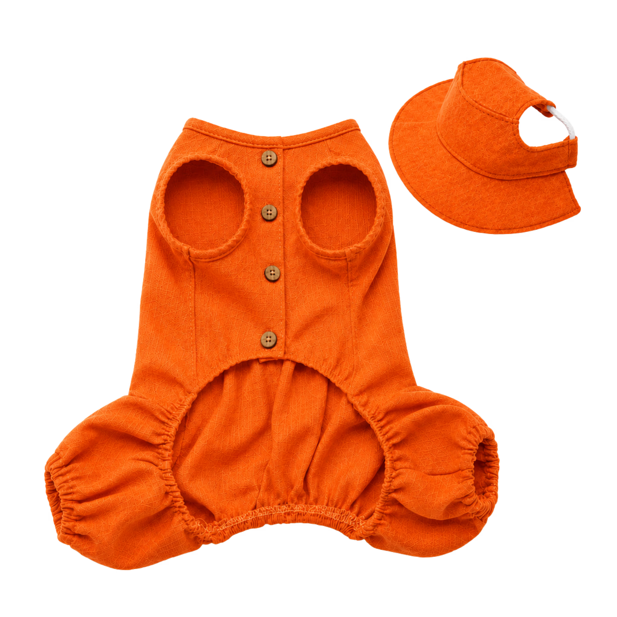 Linen Dog Jumpsuit & Sun Hat Set - Lightweight Summer Dog Outfit