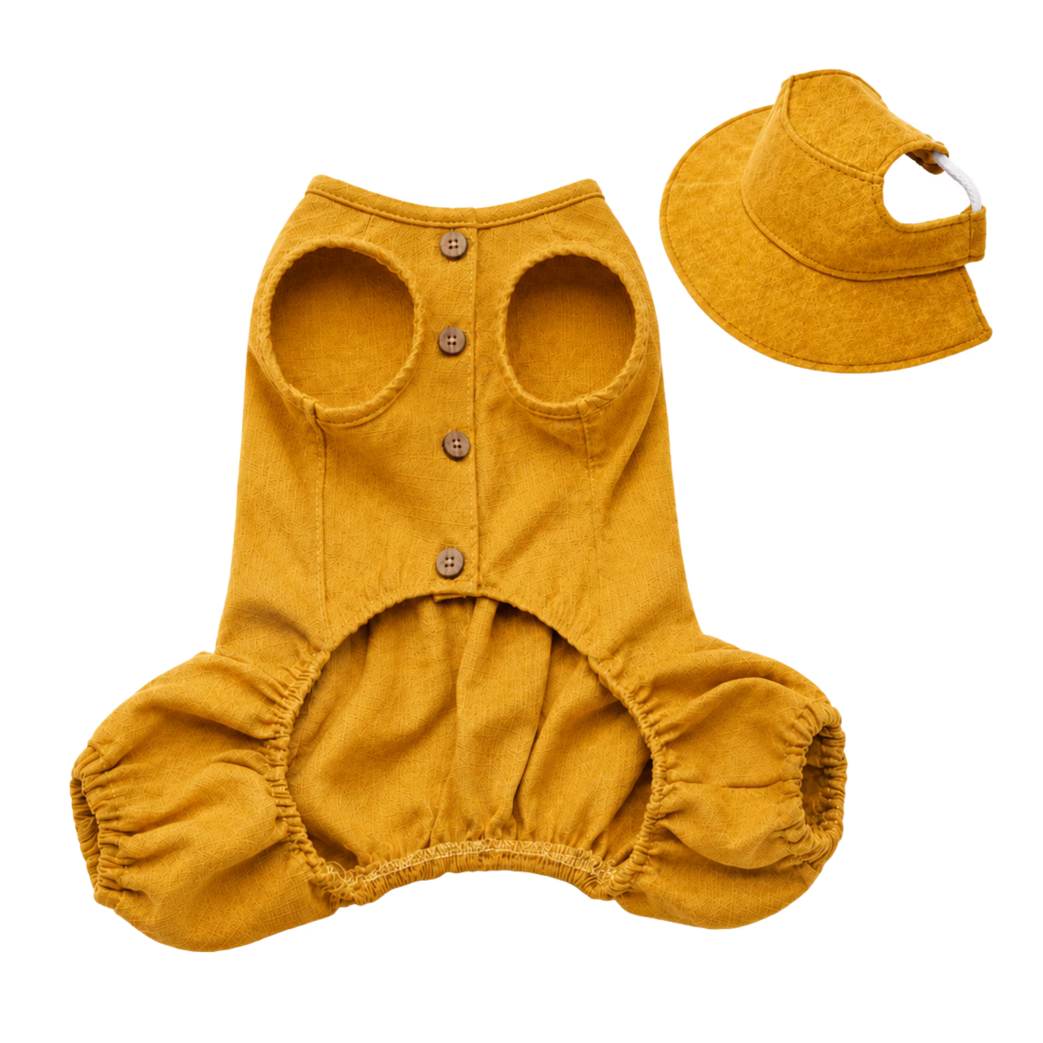 Linen Dog Jumpsuit & Sun Hat Set - Lightweight Summer Dog Outfit