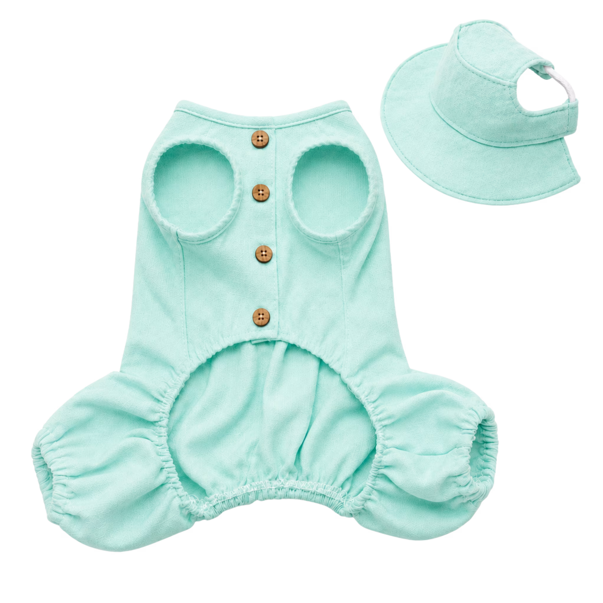 Linen Dog Jumpsuit & Sun Hat Set - Lightweight Summer Dog Outfit