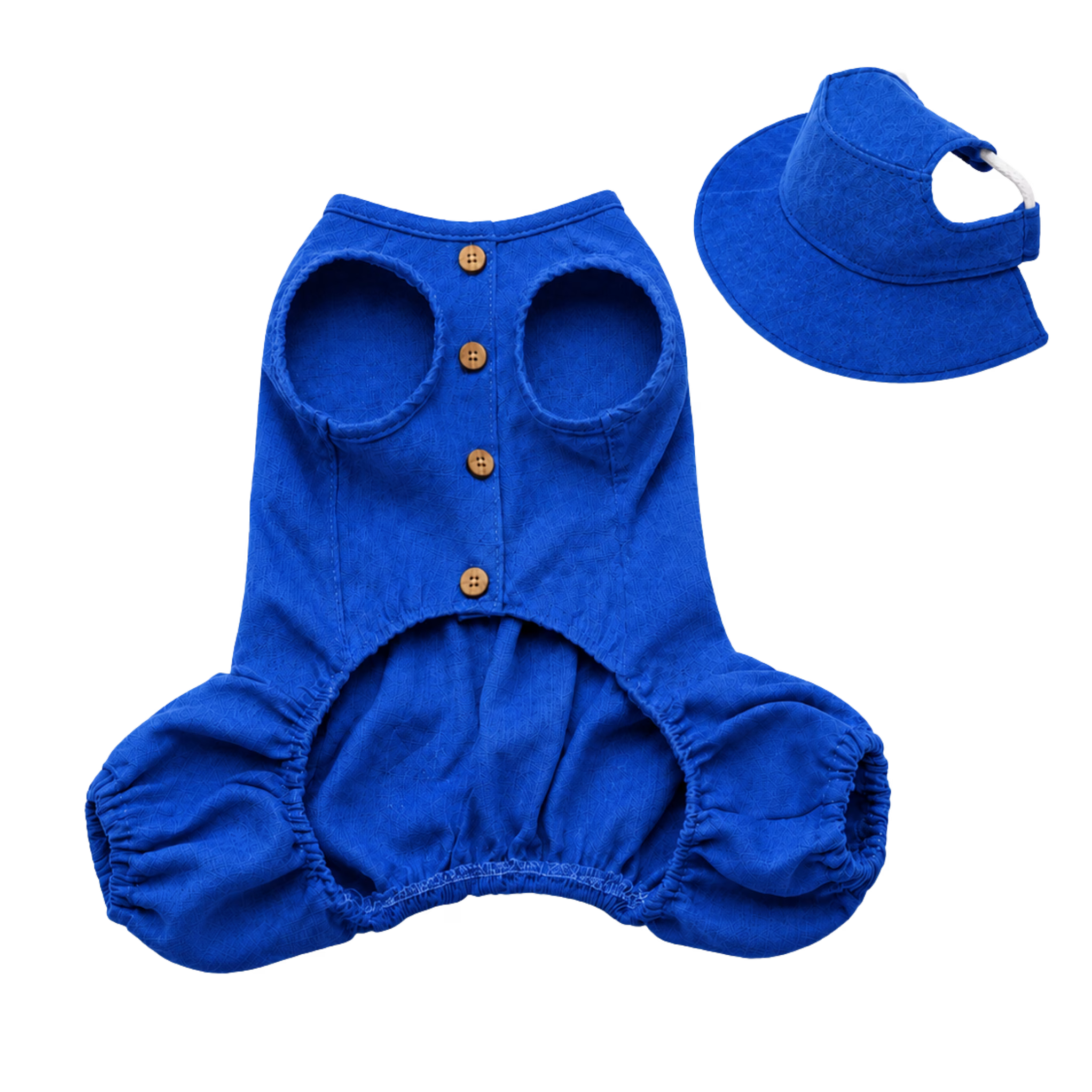 Linen Dog Jumpsuit & Sun Hat Set - Lightweight Summer Dog Outfit