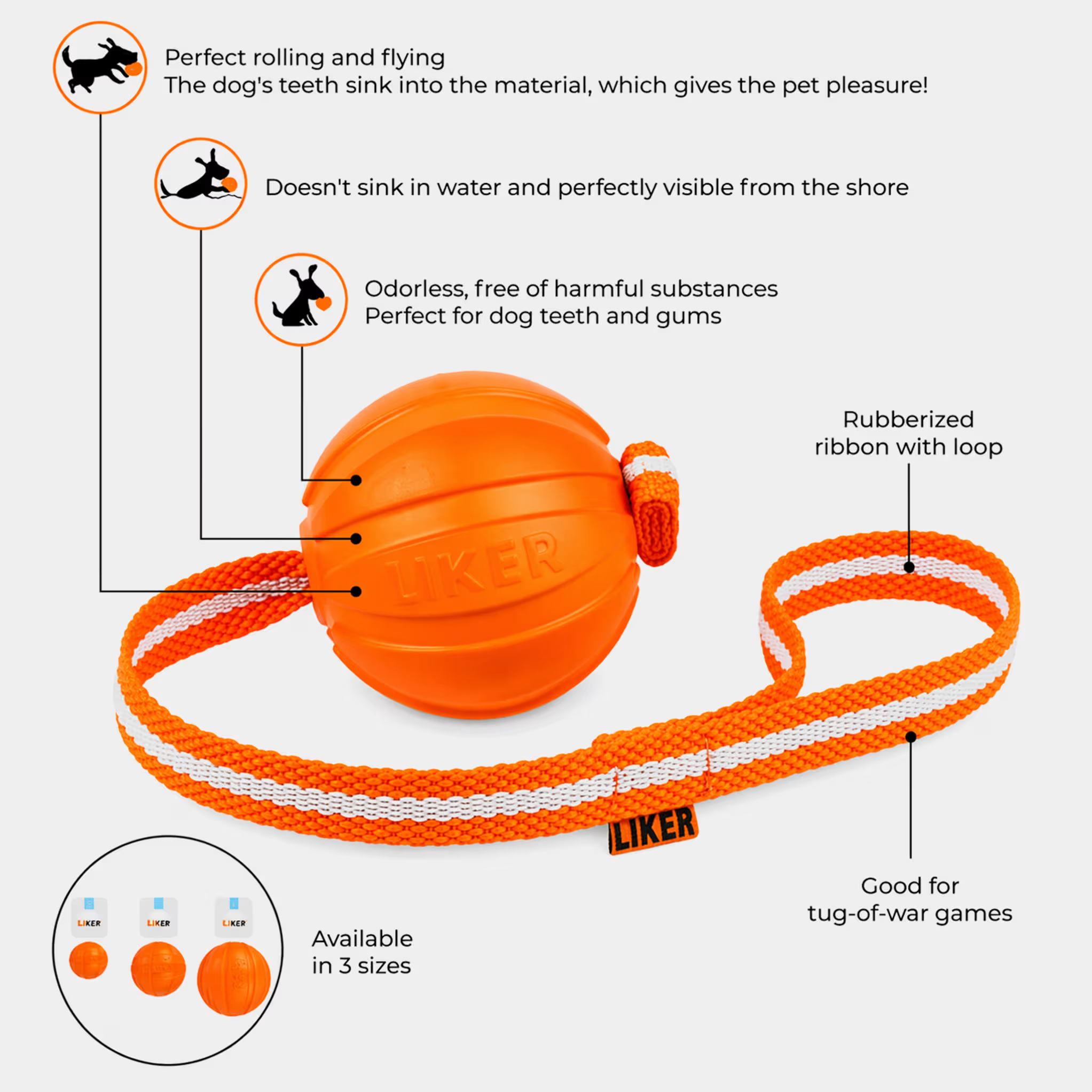 LIKER Line Dog Ball with Long Rope