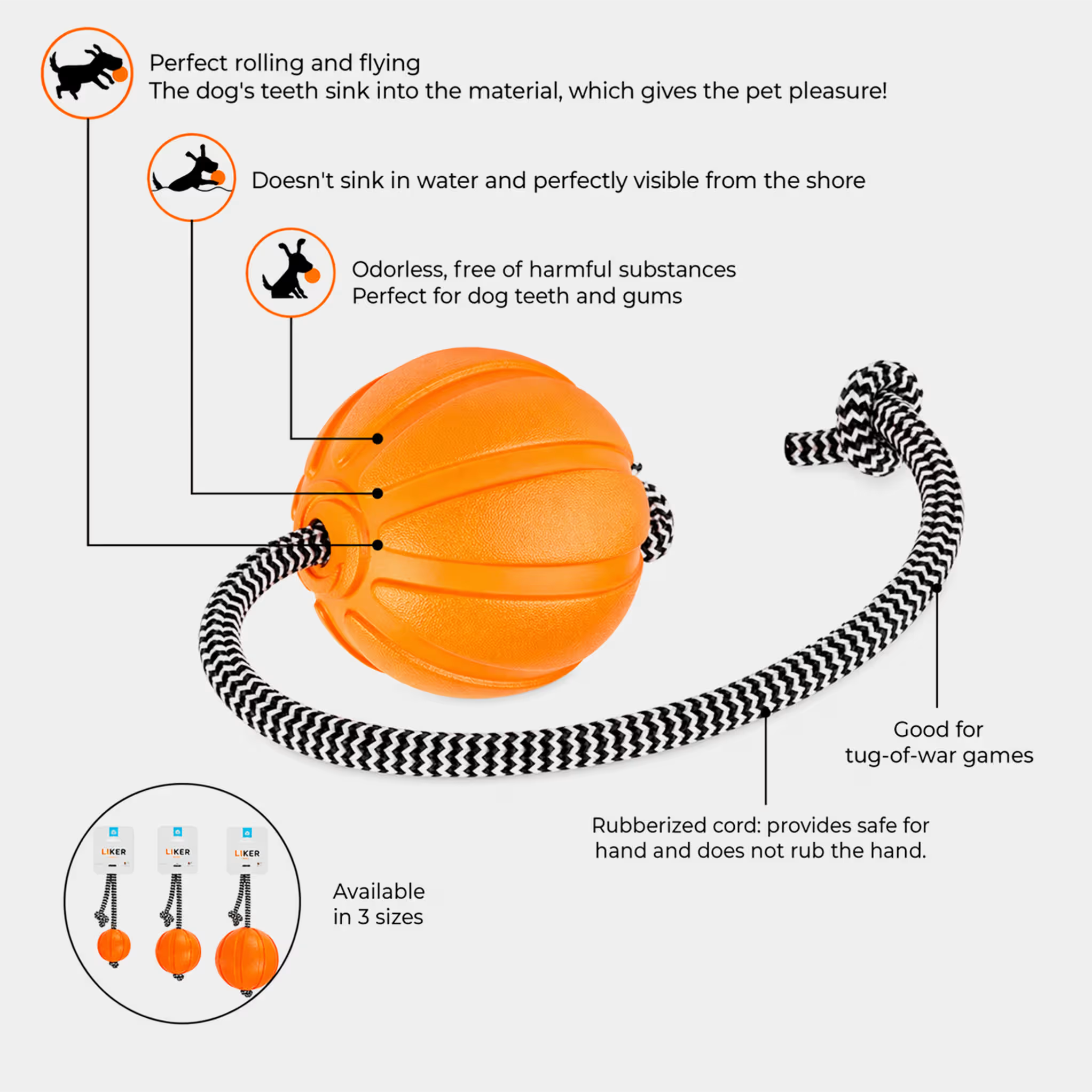 LIKER Cord – Dog Ball with Rope Toy