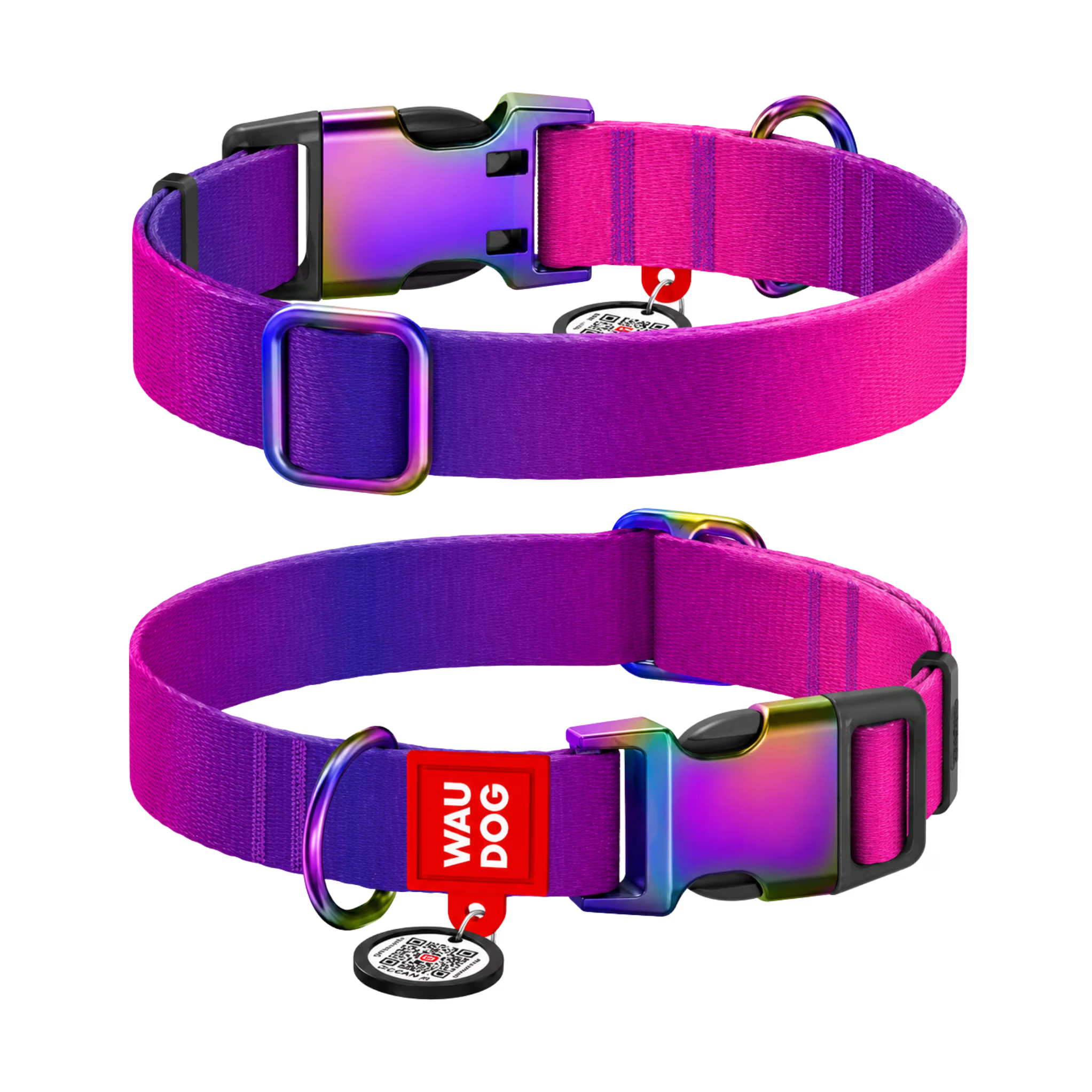Gradient Recycled Nylon Dog Collar with QR Passport