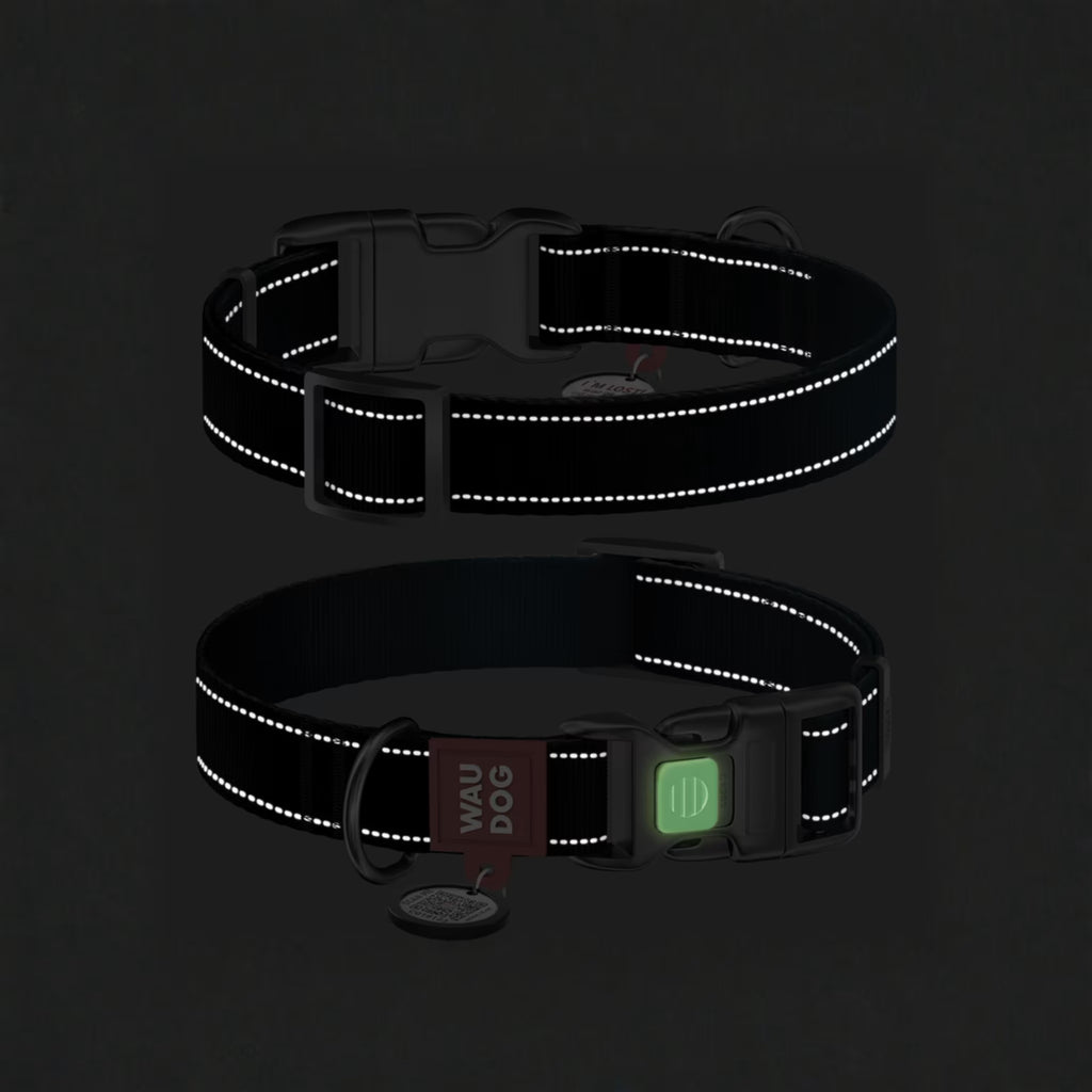 Mono Reflective Dog Collar with QR ID Tag