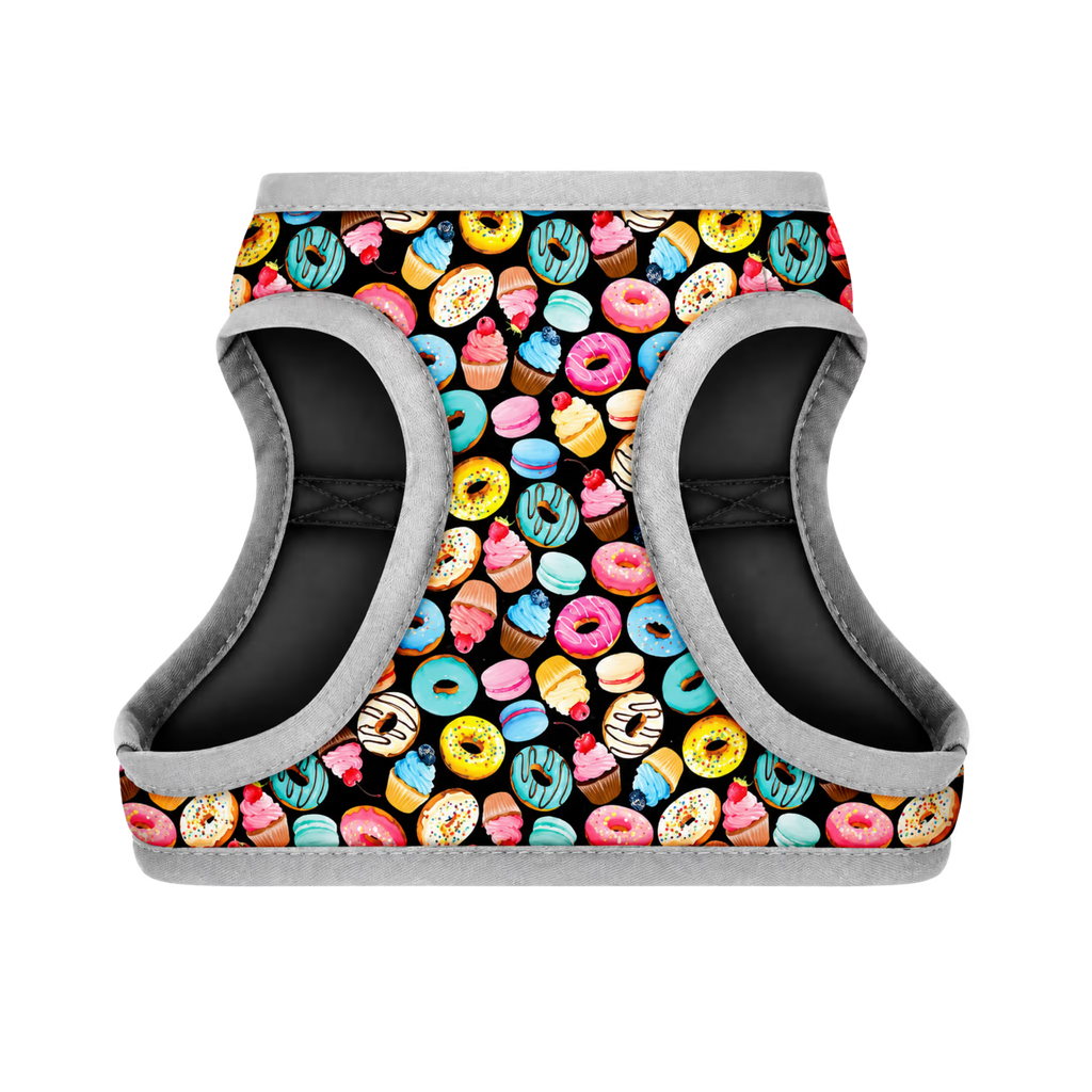 Soft Dog Harness Vest with Smart QR ID Tag - Avocado&Donuts Collection