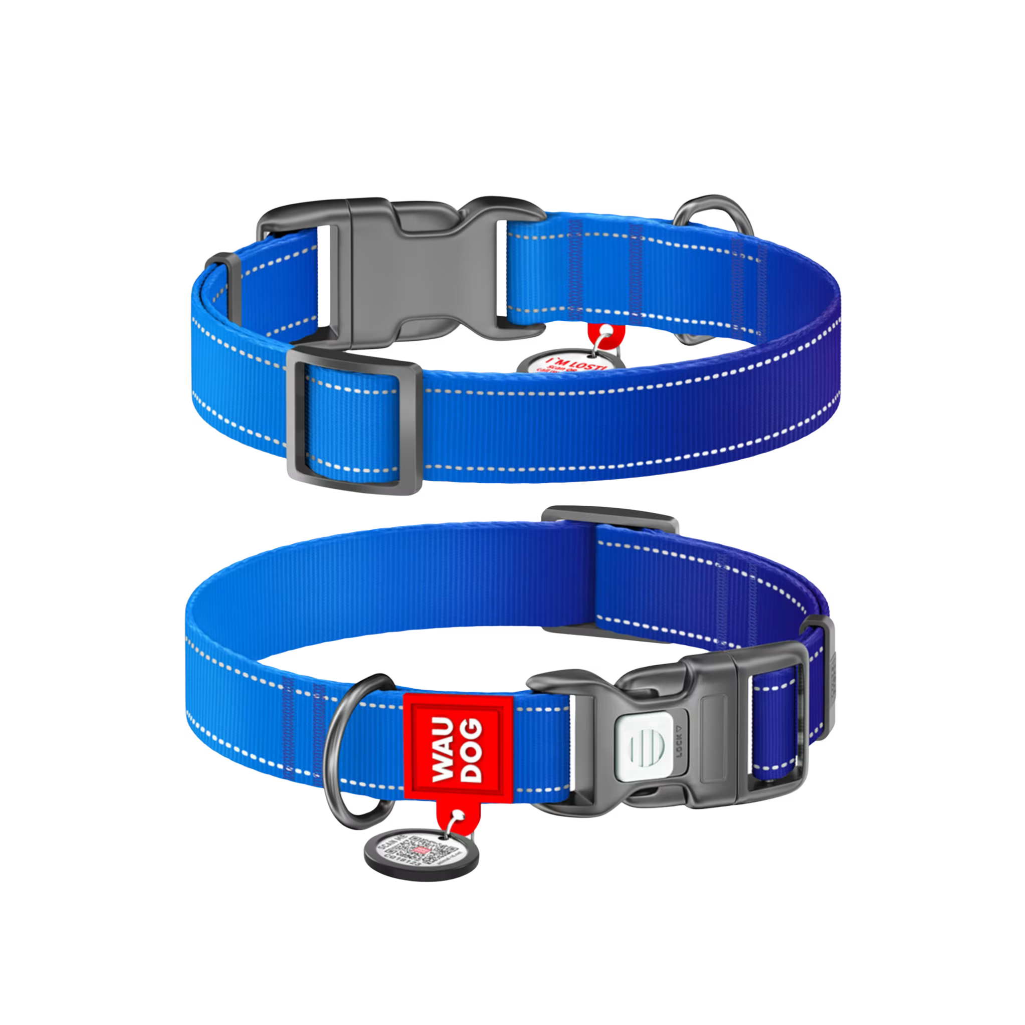 Mono Reflective Dog Collar with QR ID Tag