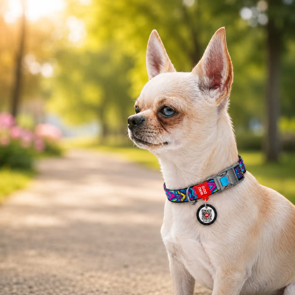 Nylon Dog Collar “Indie” with Smart QR Tag