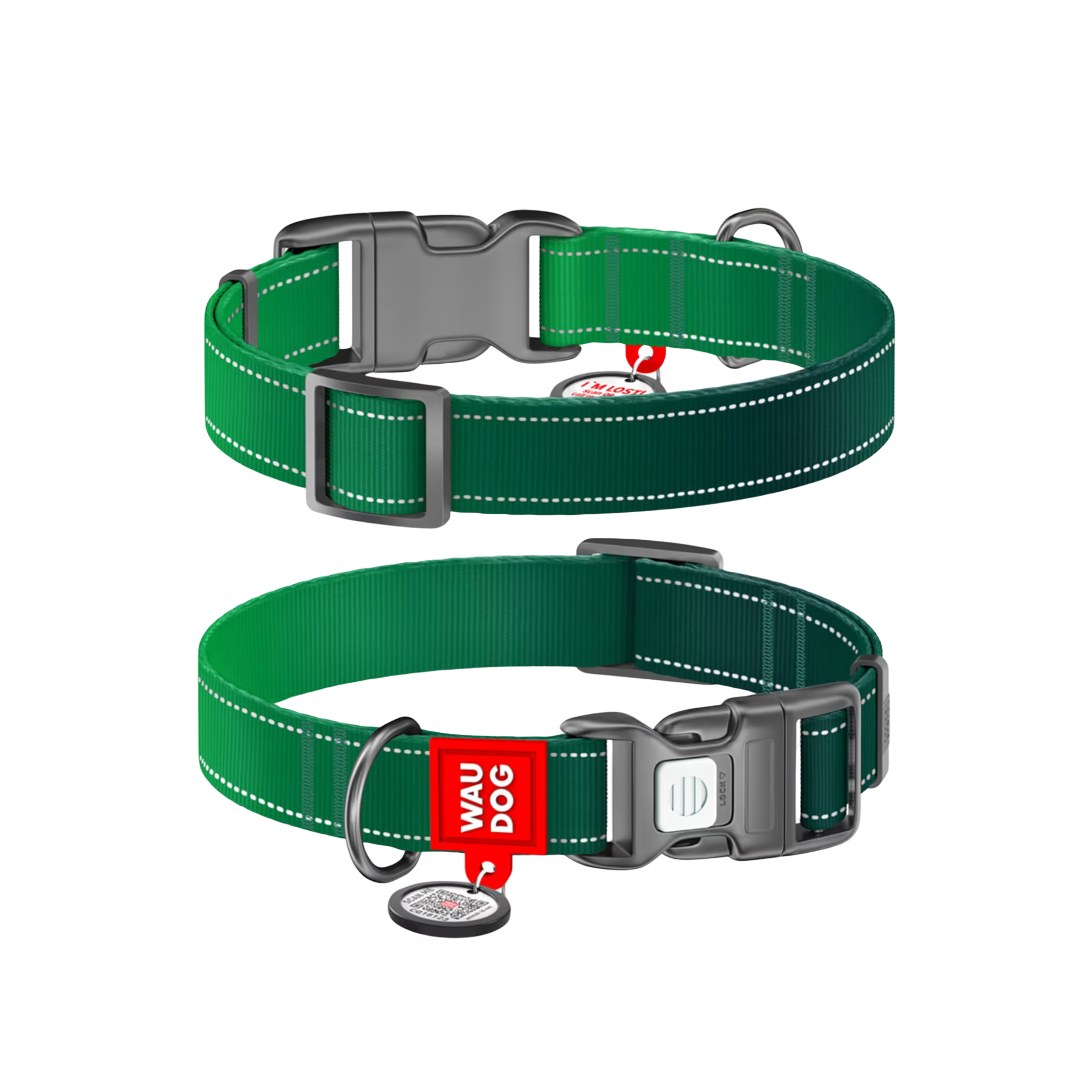 Mono Reflective Dog Collar with QR ID Tag