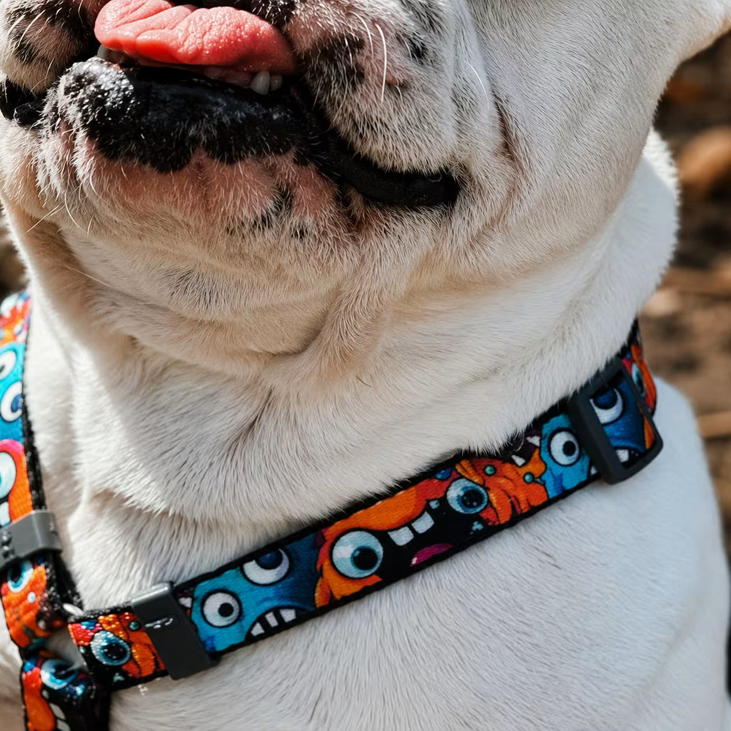 H-Harness Dog Harness with QR ID Tag – Monsters & Oranges Collection