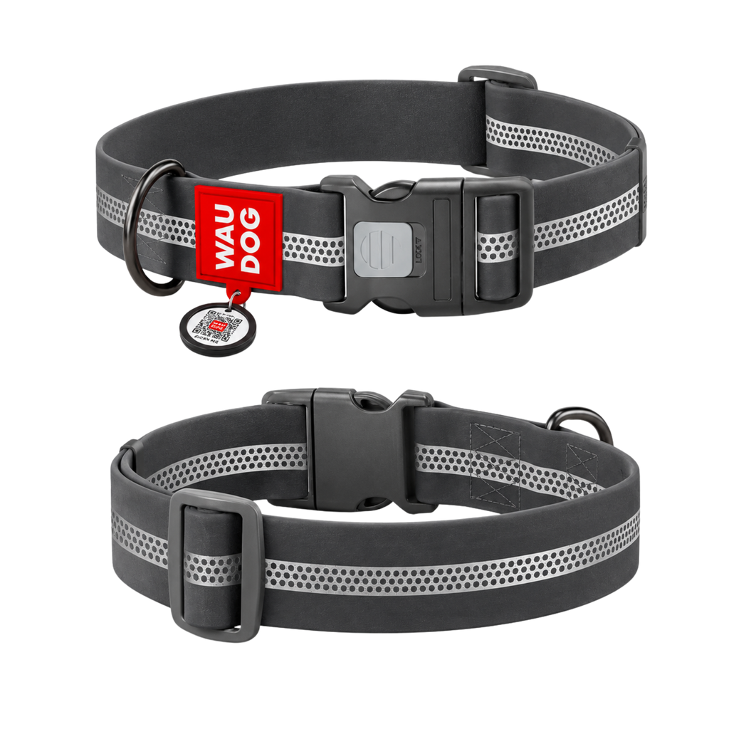 Collier de chien imperméable réfléchissant avec identification QR