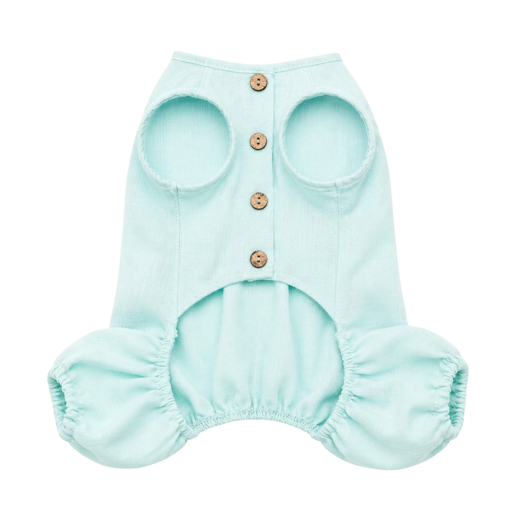 Linen Dog Jumpsuit & Sun Hat Set - Lightweight Summer Dog Outfit