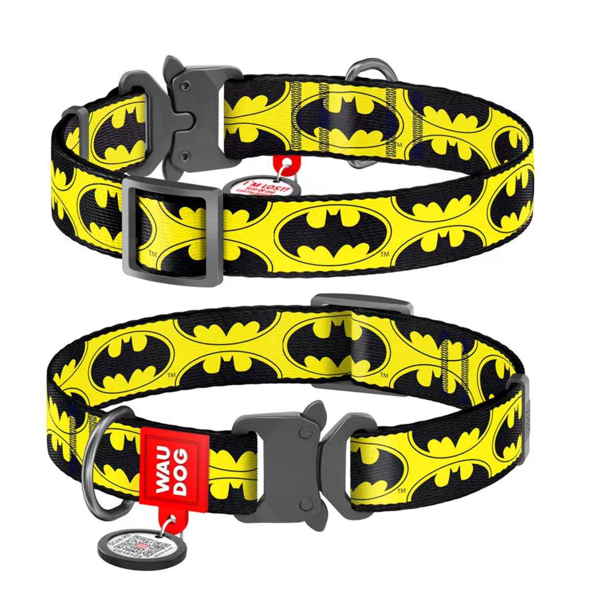 Batman Dog Collar & Leash Set with QR ID Tag