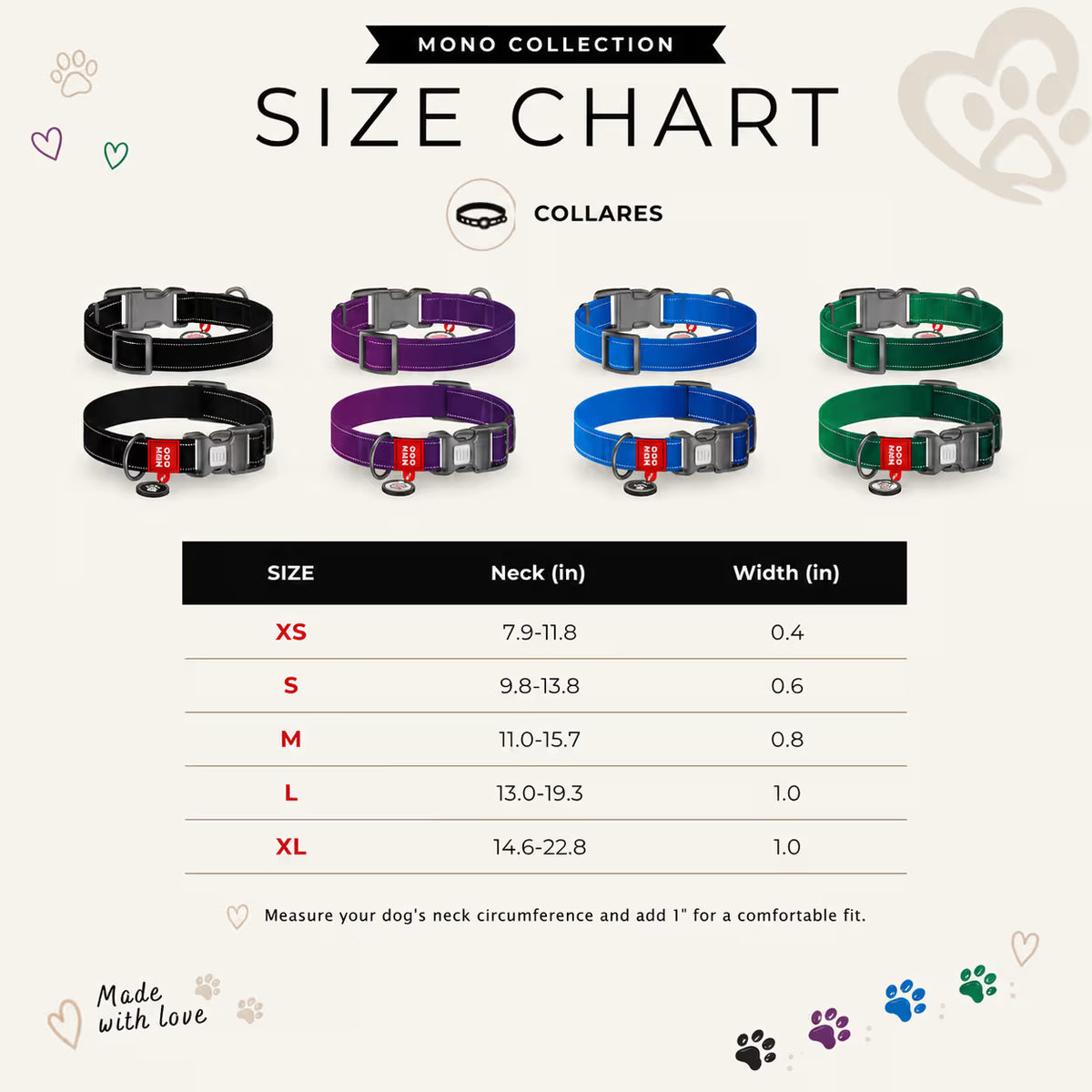 Mono Nylon Dog Collar with Smart QR ID Tag