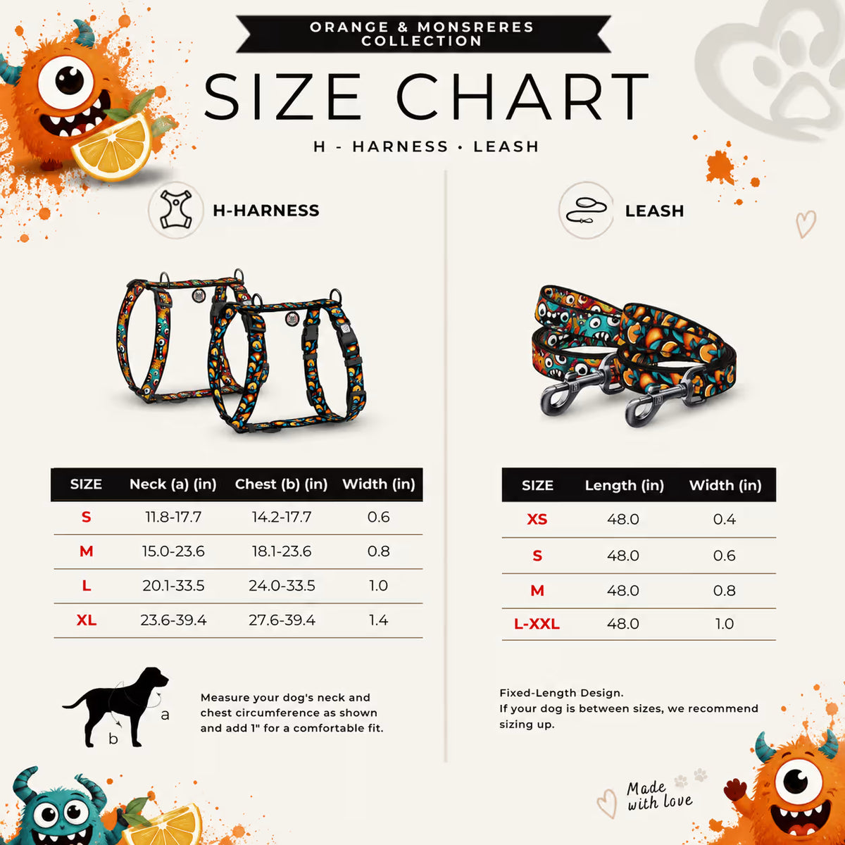 Monsters & Oranges Nylon Dog Leash
