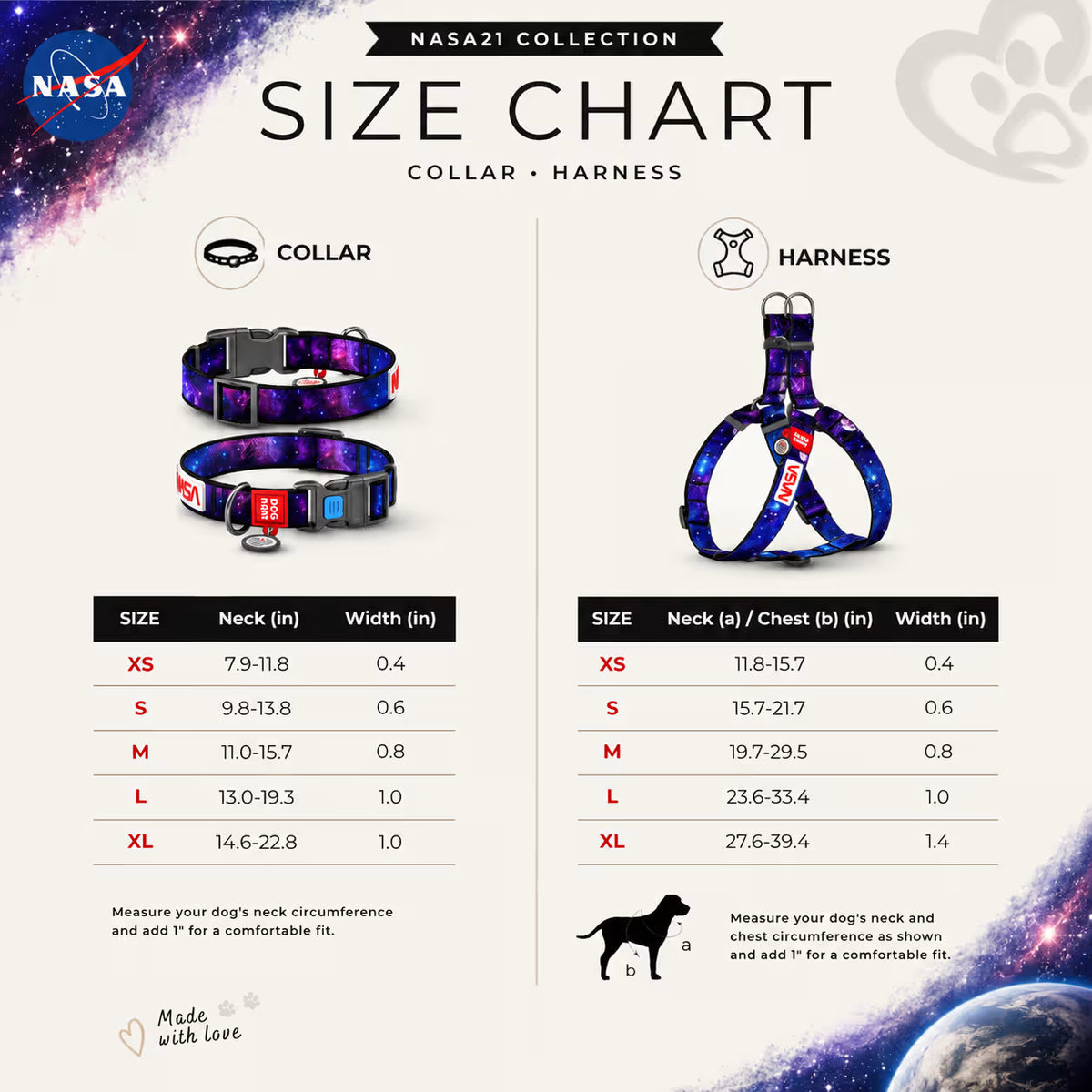 NASA21 Nylon Dog Collar with Smart QR ID Tag