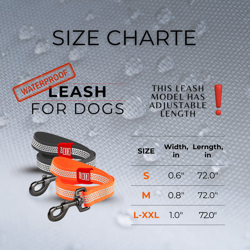 Waterproof Reflective Dog Leash with QR ID Tag