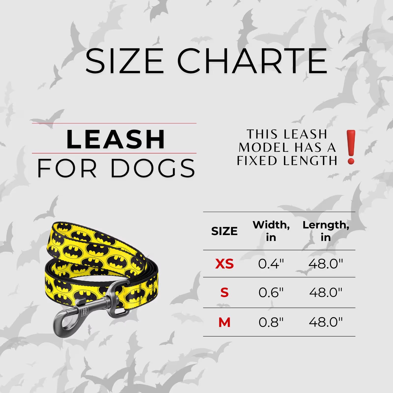 Batman Dog Leash with QR ID Tag